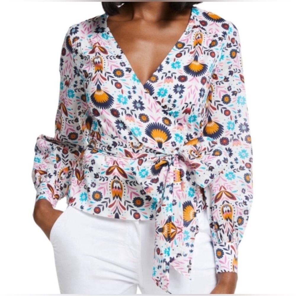 🌿Boden Floral Rosamund Wrap Top